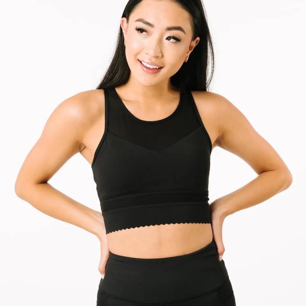 ZYIA Star Mesh Bra, Black Size M